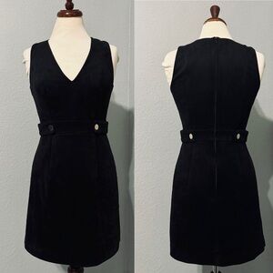 H&M Women Black Sleeveless V-Neck Short Lined Casual Dress Size 6 with Zipper